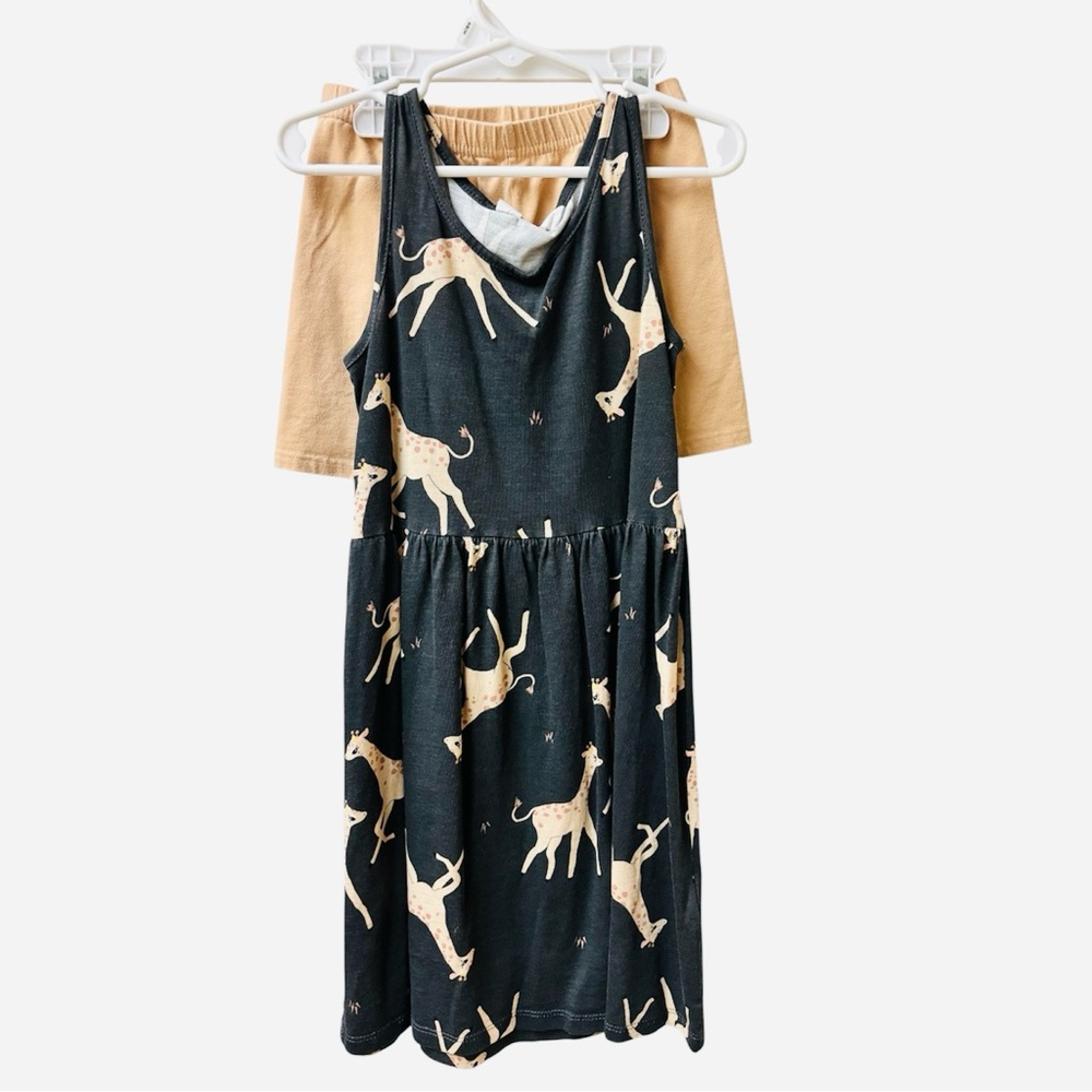 H&M Kids | Giraffe Print Dress + Shorts Set- Navy and Beige